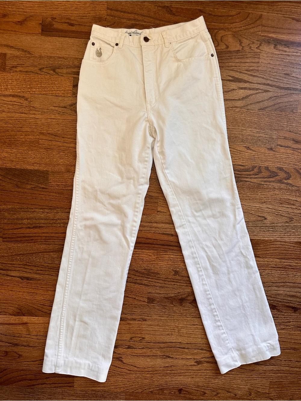 Vintage 80's Gloria Vanderbilt Murjani White Jeans High Rise Straight Leg Sz 12
